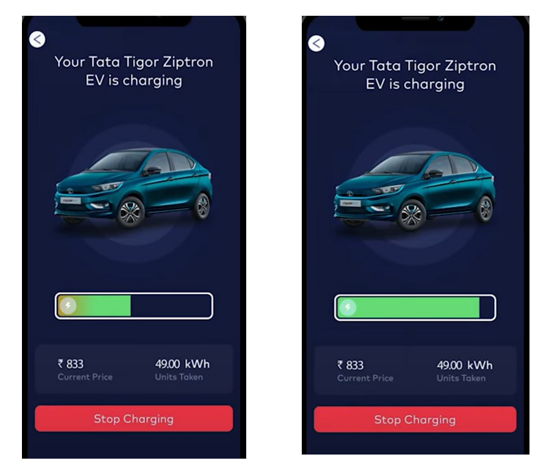 EV charging indicator in Statiq mobile app