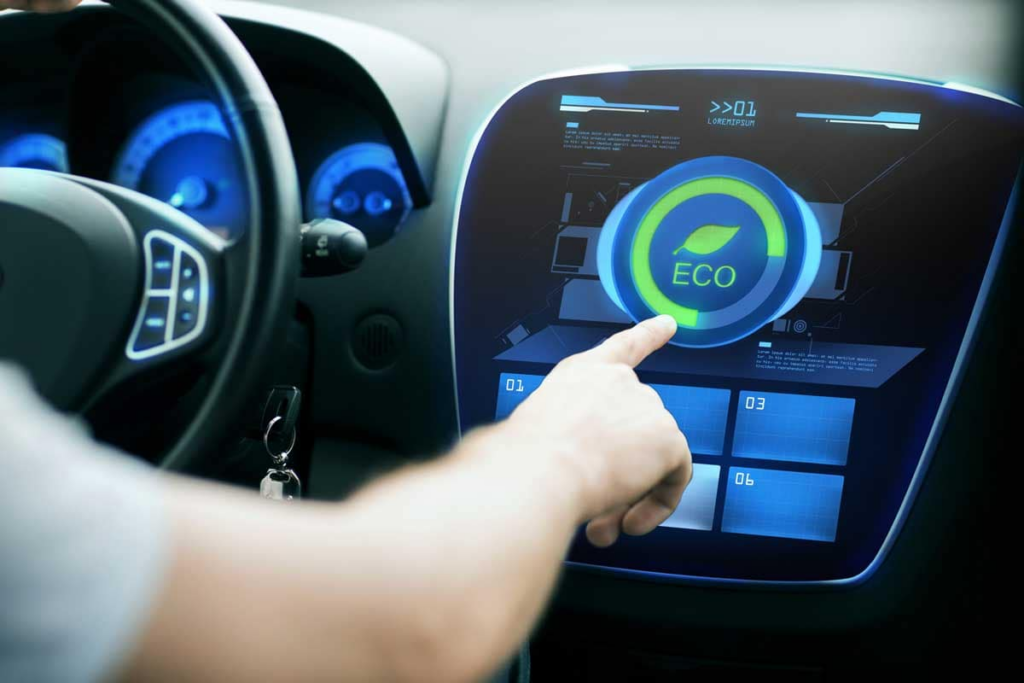 Eco drive option is visible in the electric car